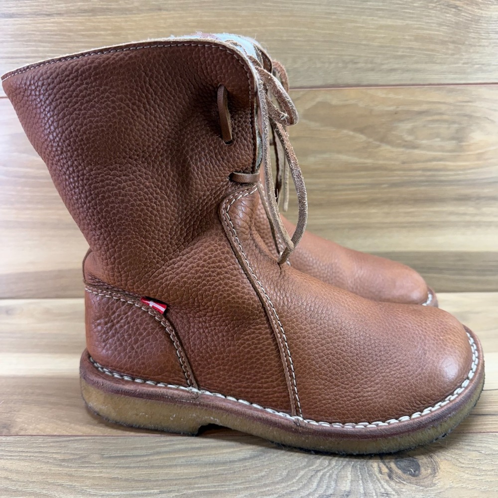 DUCKFEET Arhus Nut Brown Womens 7.5 EU 38 Wool Shearling Fur Lined Crepe Soles
